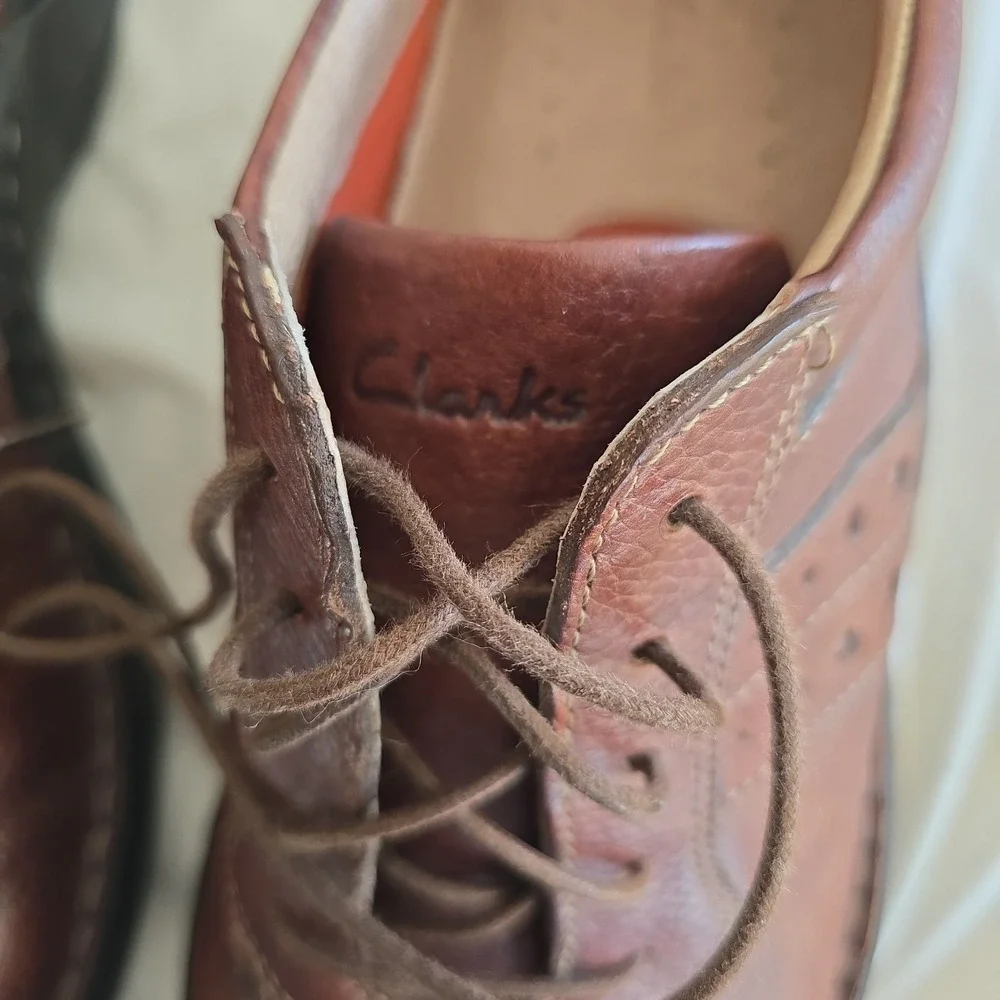 Clarks Casual Oxford Shoe 73106 Brown Leather Mens 11 M Bicycle Toe Comfort Work